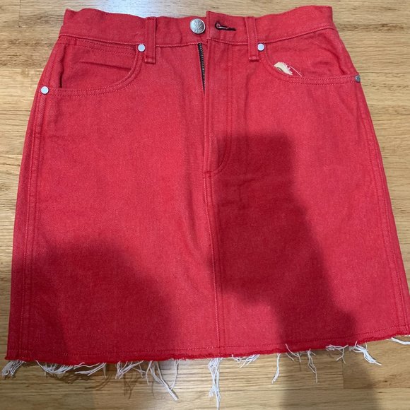 Rag & Bone Red Jean Skirt - Picture 1 of 3